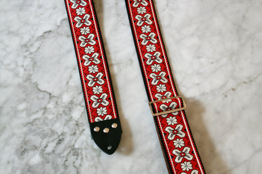 Red 'Greenwich' Guitar/Bass Hippie Strap