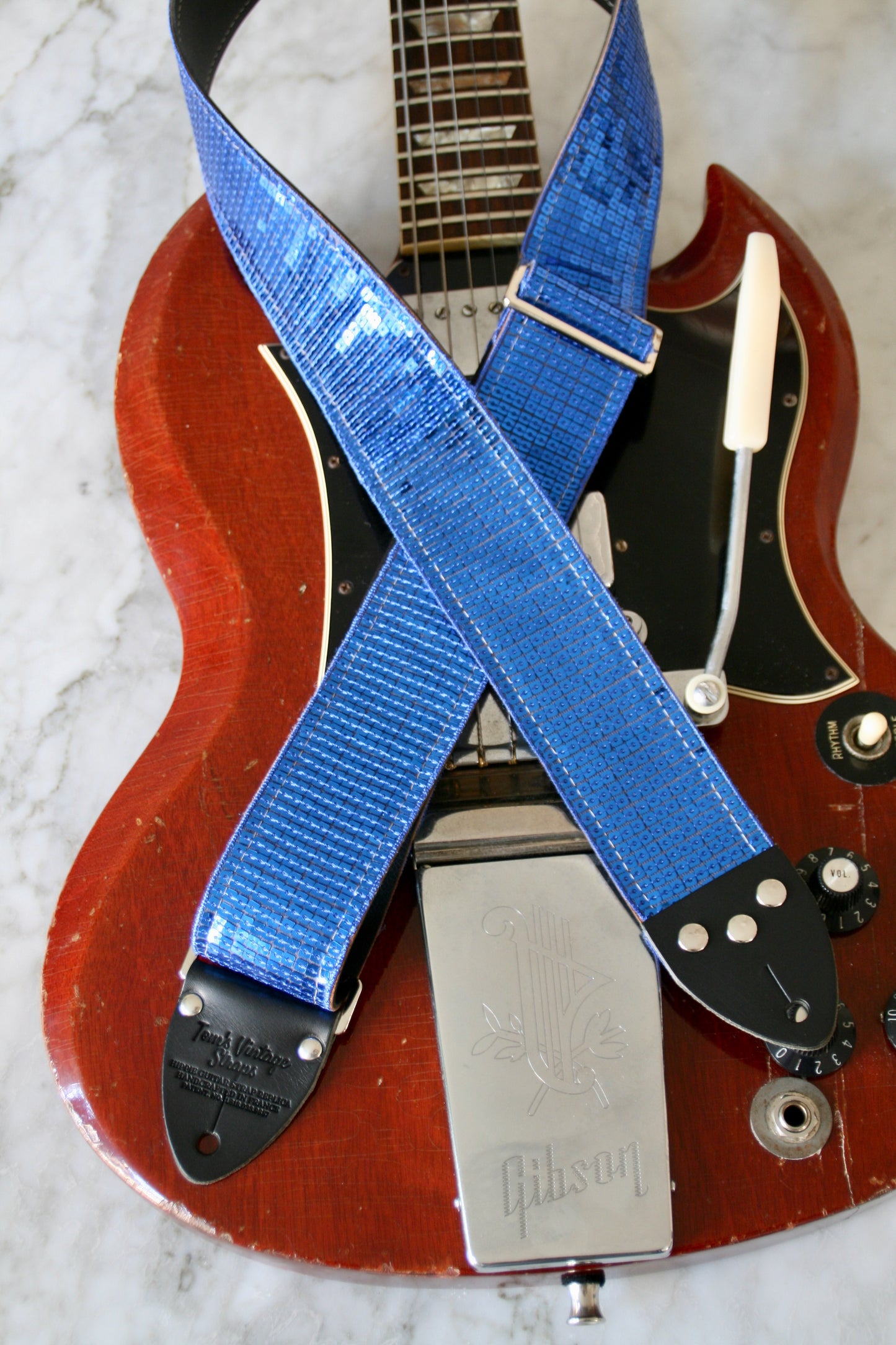 Blue 'Sequin' Guitar/Bass Hippie Strap