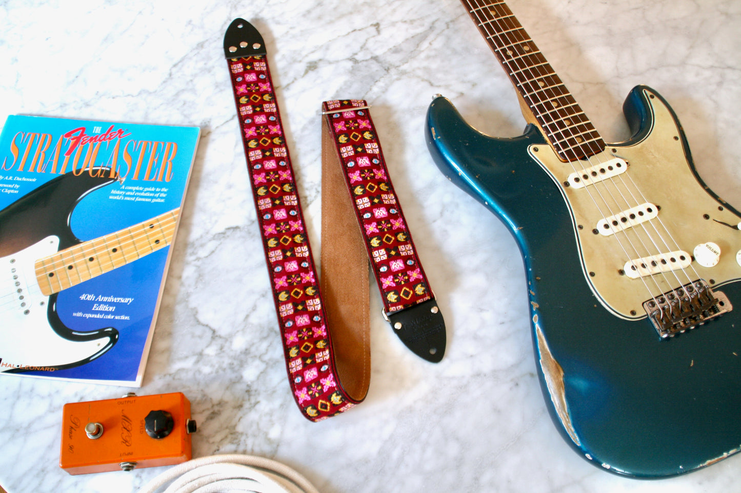 Wine Red 'Woodstock' Guitar/Bass Hippie Strap