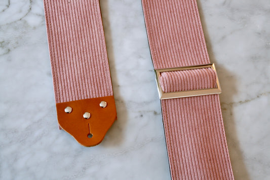 Custom wide 3" Pink 'Corduroy' Guitar/Bass Hippie Strap