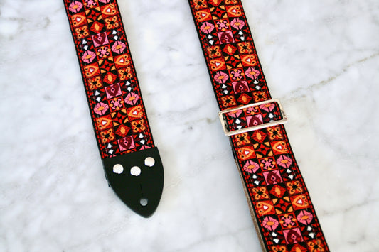 Burgundy 'Woodstock' Guitar/Bass Hippie Strap