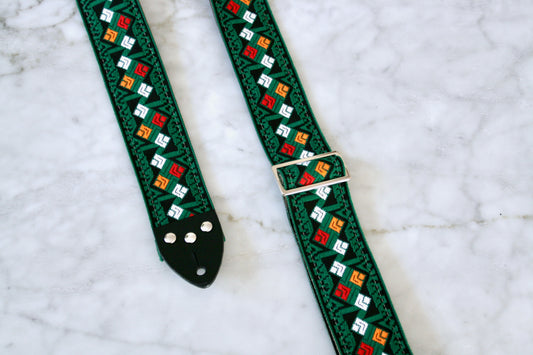 Green 'Diamonds' Guitar/Bass Hippie Strap