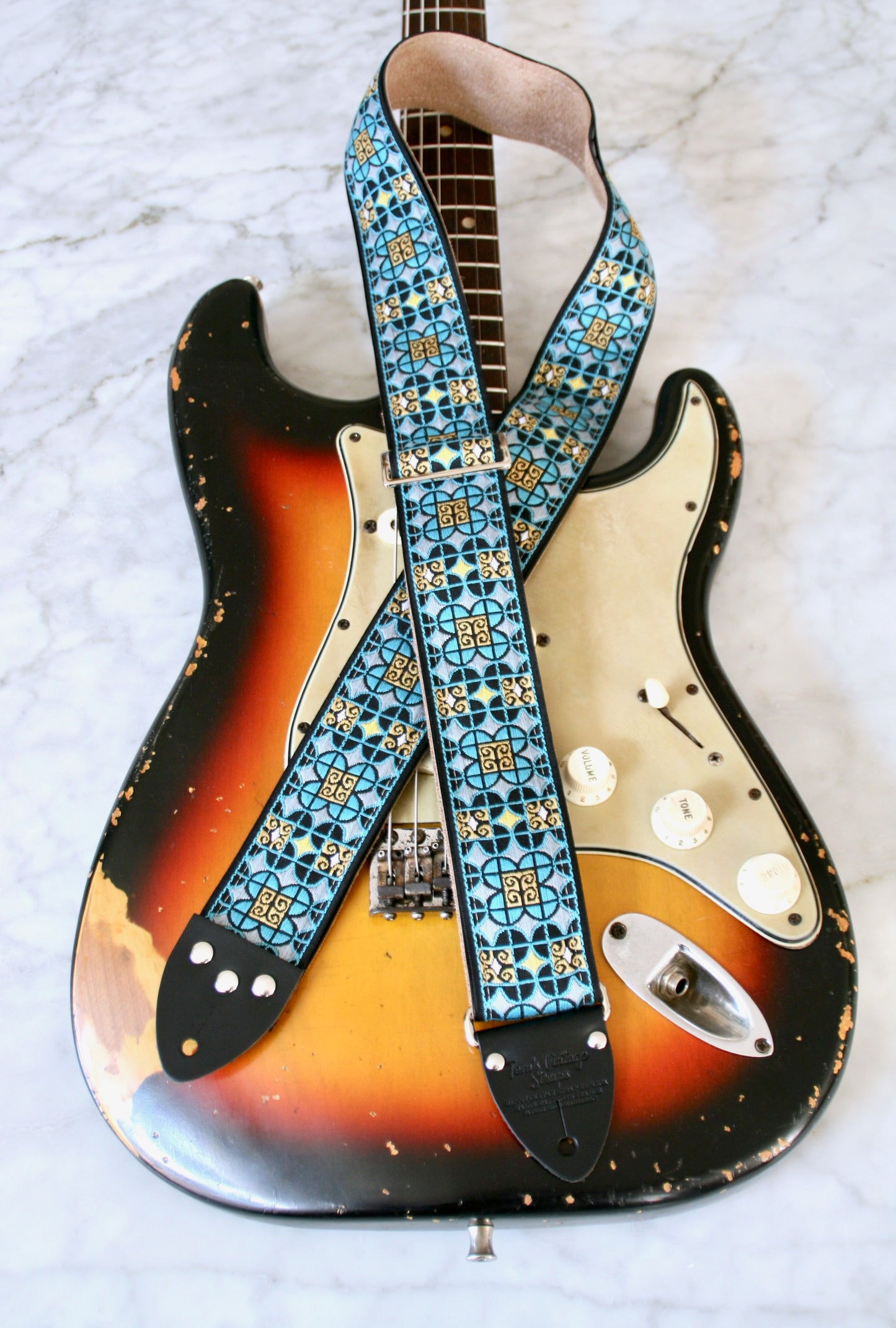 Turquoise 'Virginia' Guitar/Bass Hippie Strap