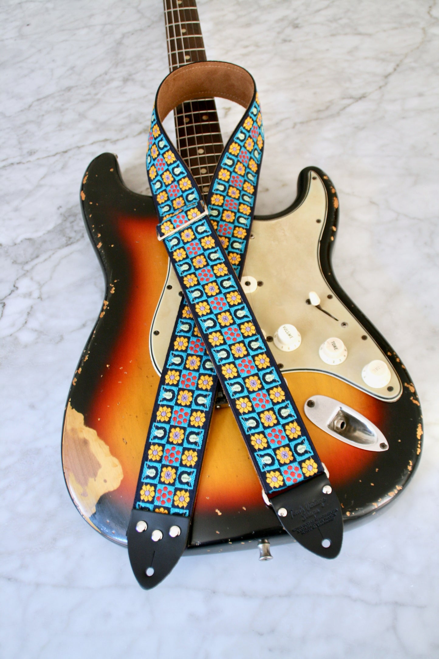 Turquoise 'Stella' Guitar/Bass Hippie Strap