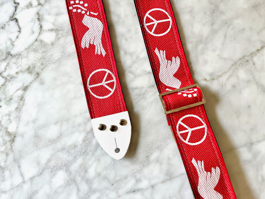 Red 'Peace' Guitar/Bass Hippie Strap