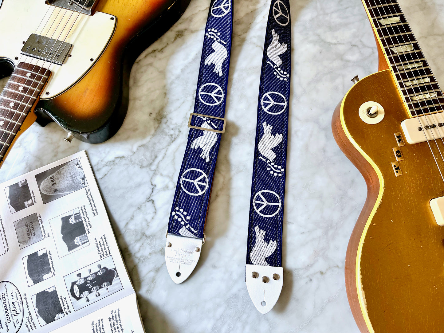 Blue 'Peace' Guitar/Bass Hippie Strap
