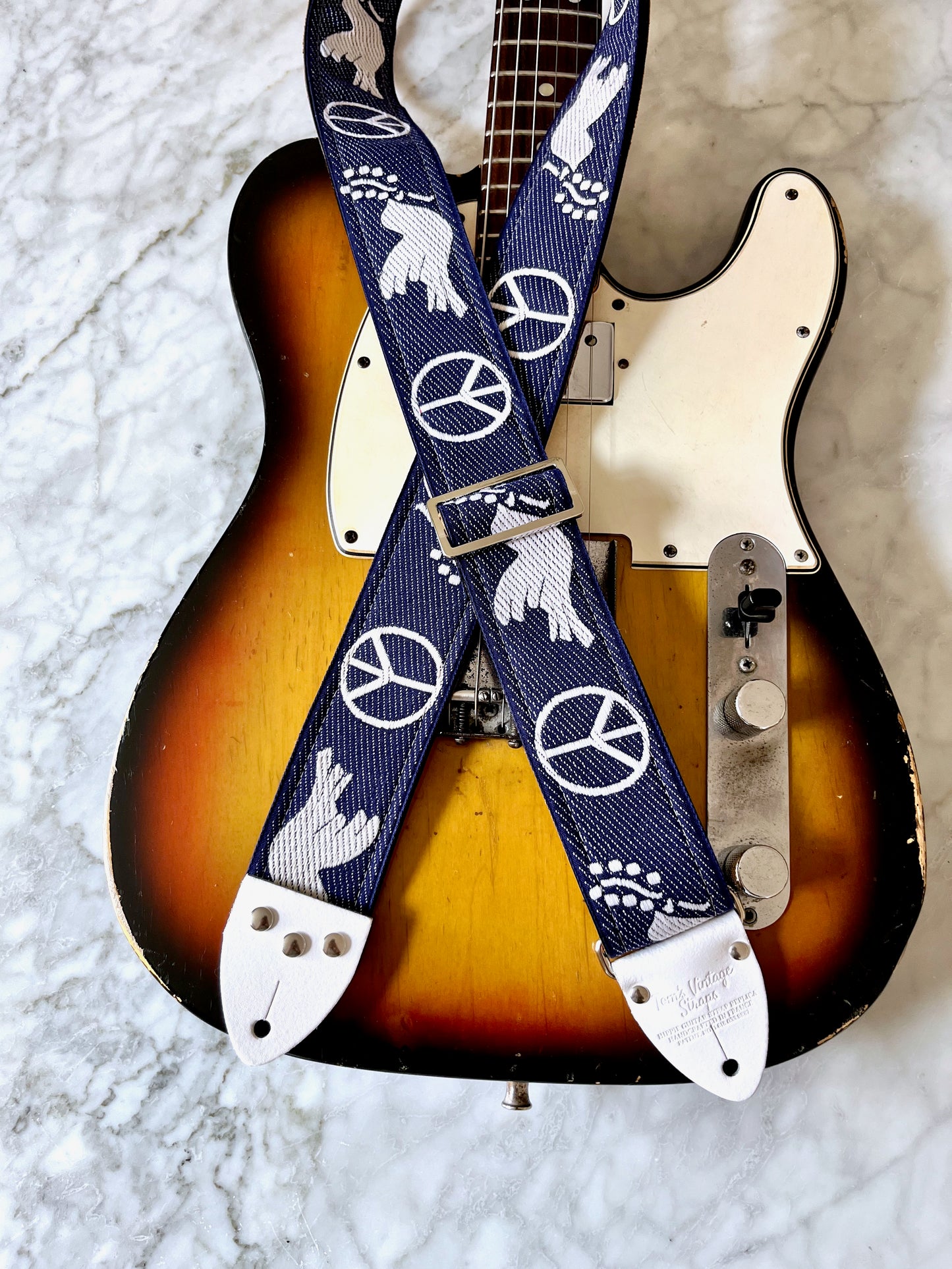 Blue 'Peace' Guitar/Bass Hippie Strap