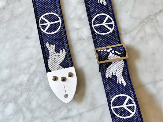Blue 'Peace' Guitar/Bass Hippie Strap