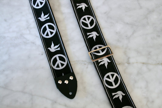 Black 'Peace' Guitar/Bass Hippie Strap