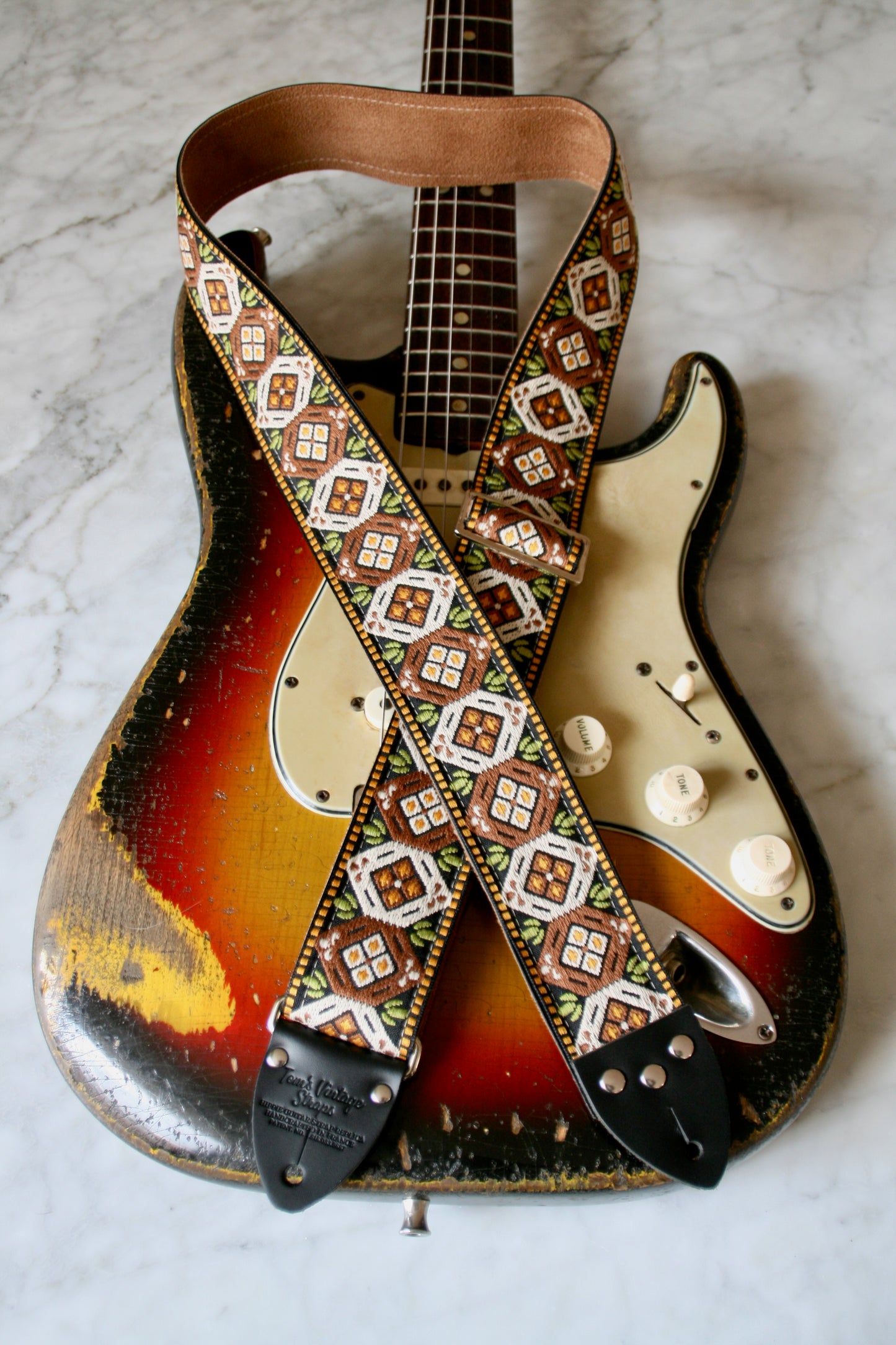 Rust 'Honeycomb' Guitar/Bass Hippie Strap