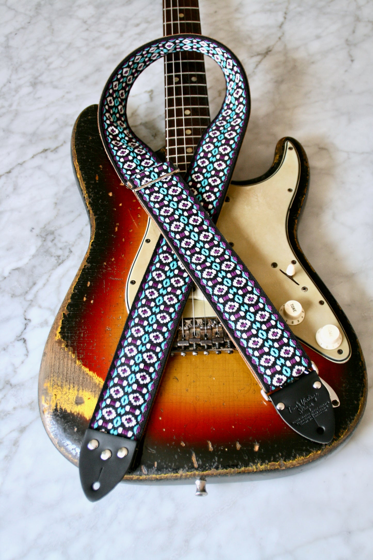 Purple 'Bullseye' Guitar/Bass Hippie Strap