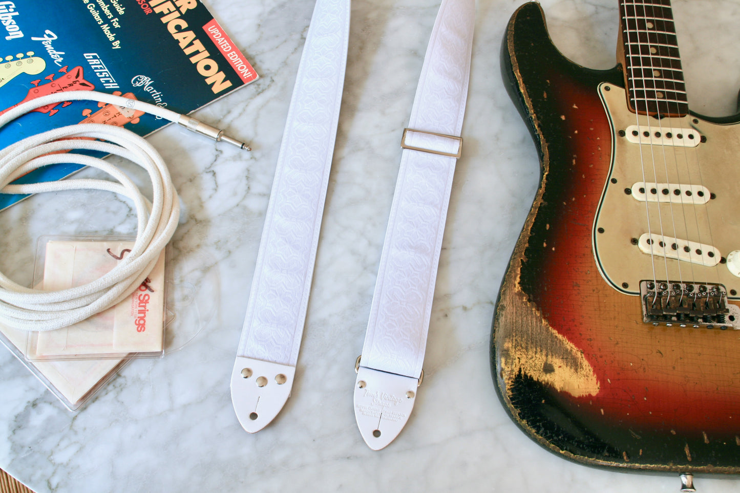 White 'Greenwich' Guitar/Bass Hippie Strap