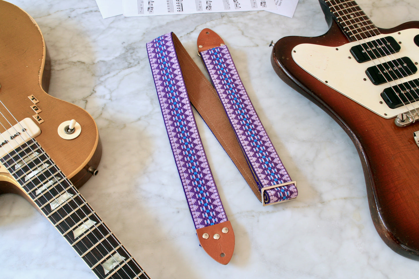 Purple 'Hooty' Guitar/Bass Hippie Strap
