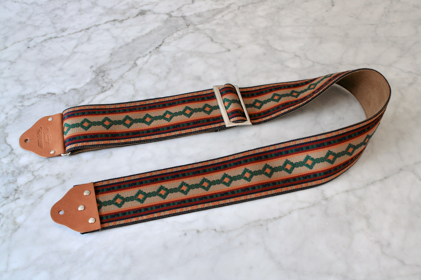 Custom wide 3" Walnut 'Diamonds' Guitar/Bass Hippie Strap