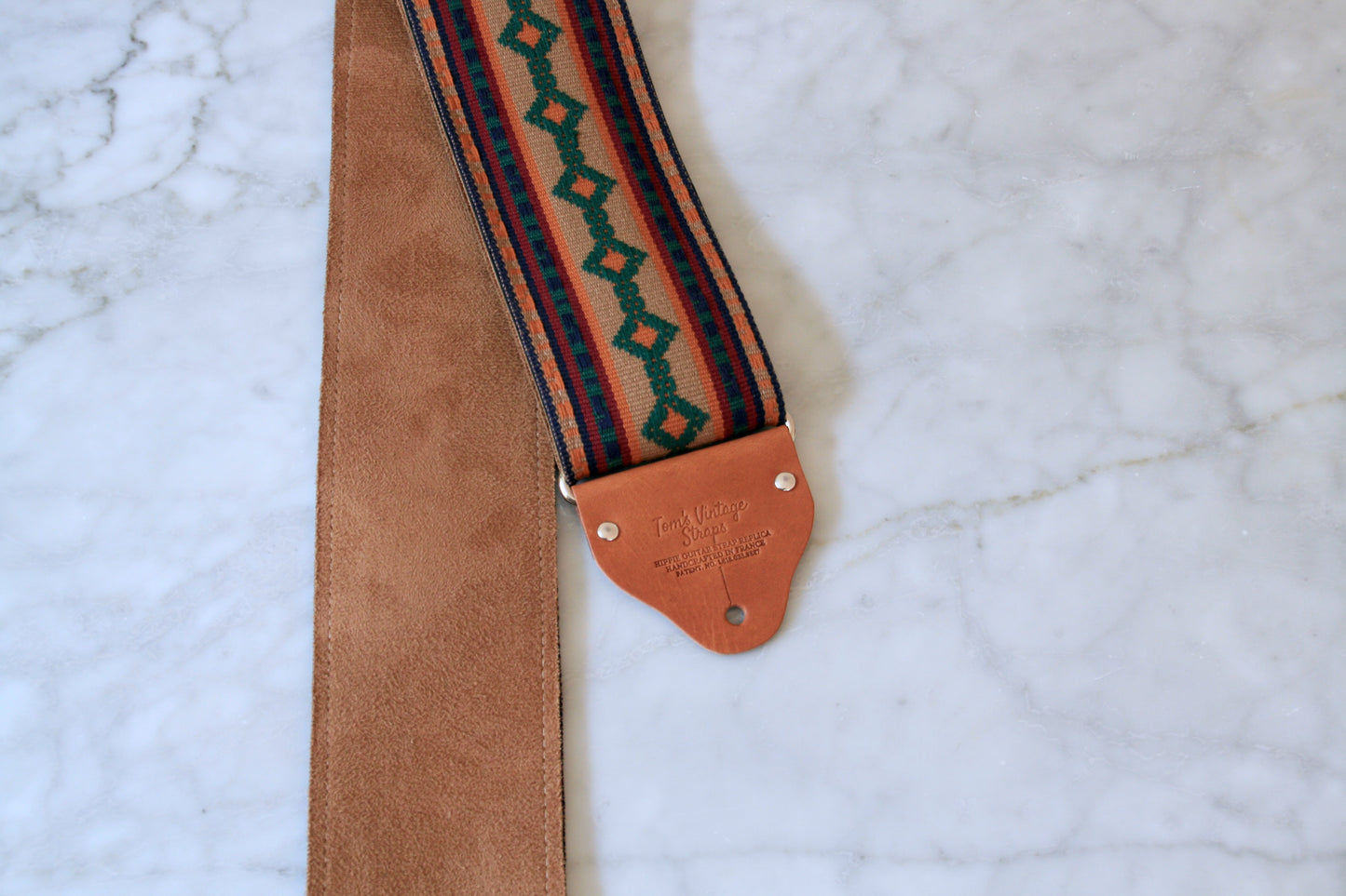Custom wide 3" Walnut 'Diamonds' Guitar/Bass Hippie Strap