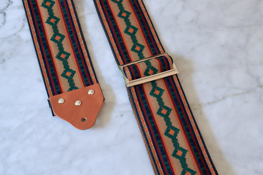 Custom wide 3" Walnut 'Diamonds' Guitar/Bass Hippie Strap