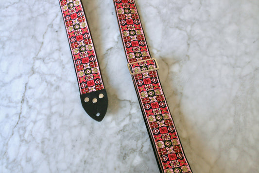 Pink 'Woodstock' Guitar Bass Hippie Strap