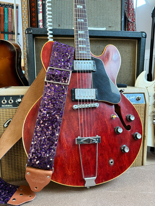 Custom wide 3" Mauve 'Sequin' Guitar/Bass Hippie Strap