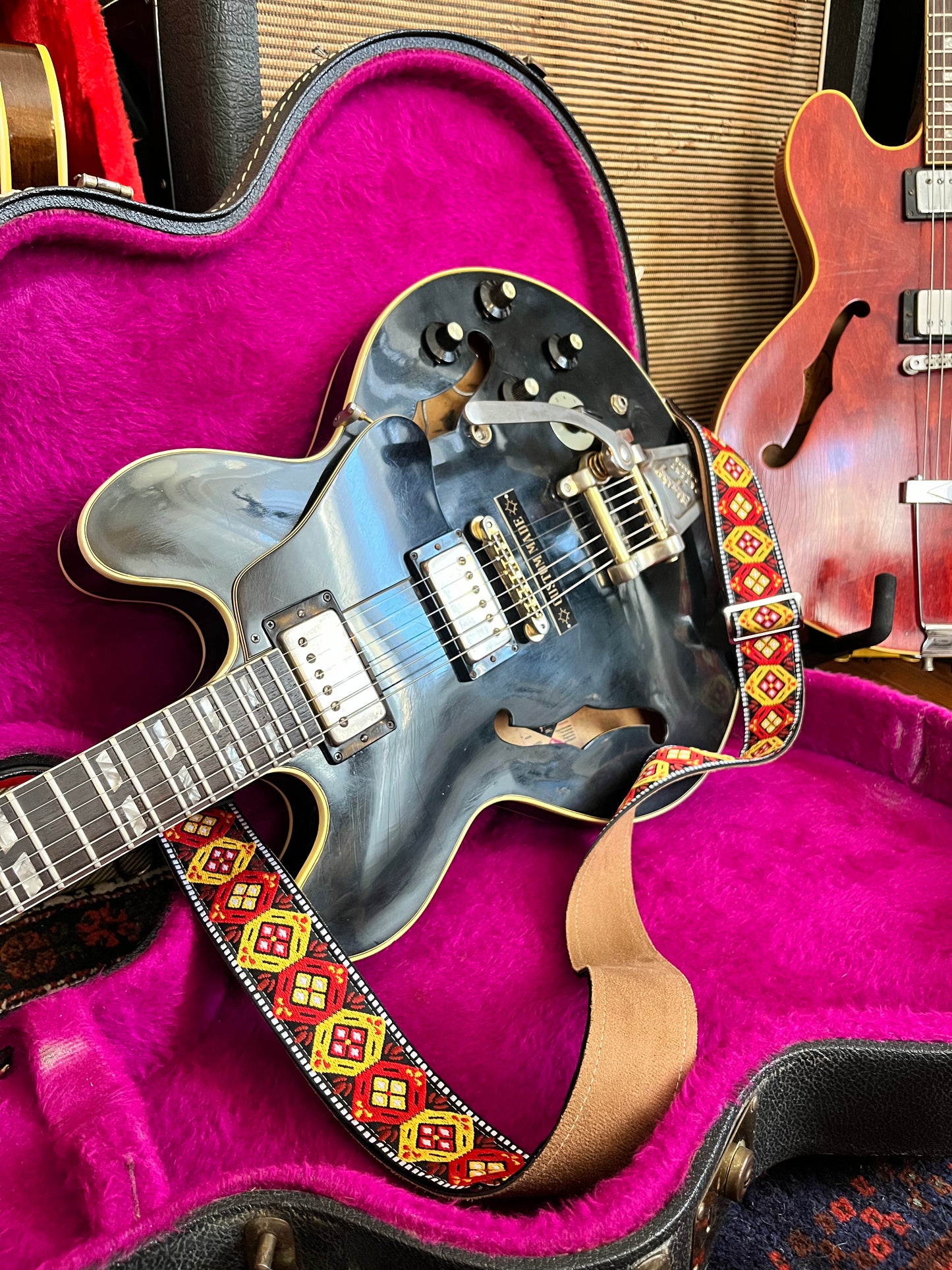 Orange 'Honeycomb' Guitar/Bass Hippie Strap