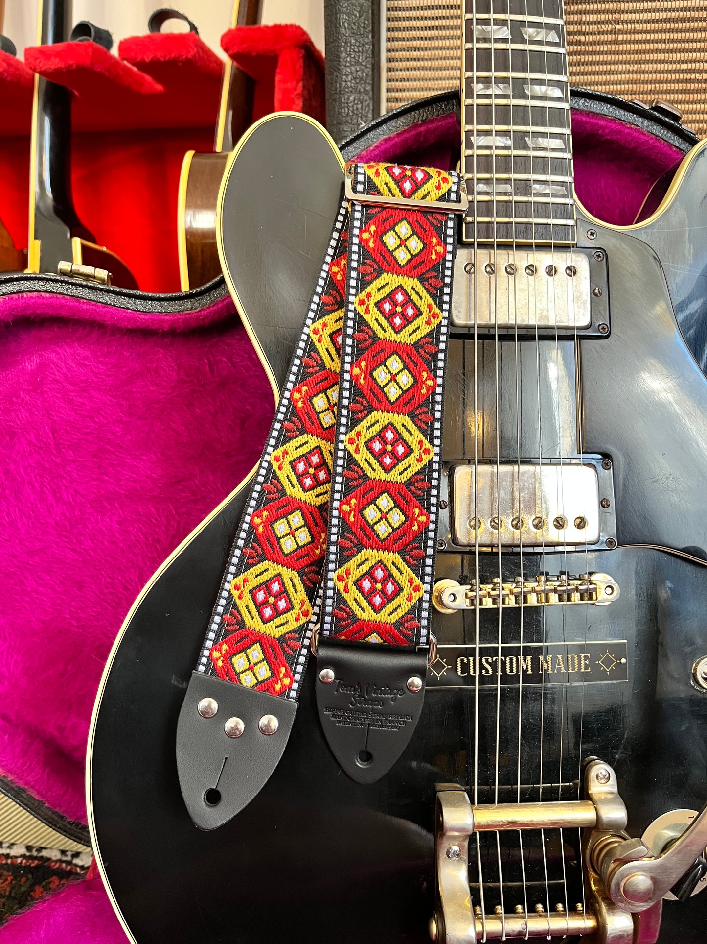 Orange 'Honeycomb' Guitar/Bass Hippie Strap