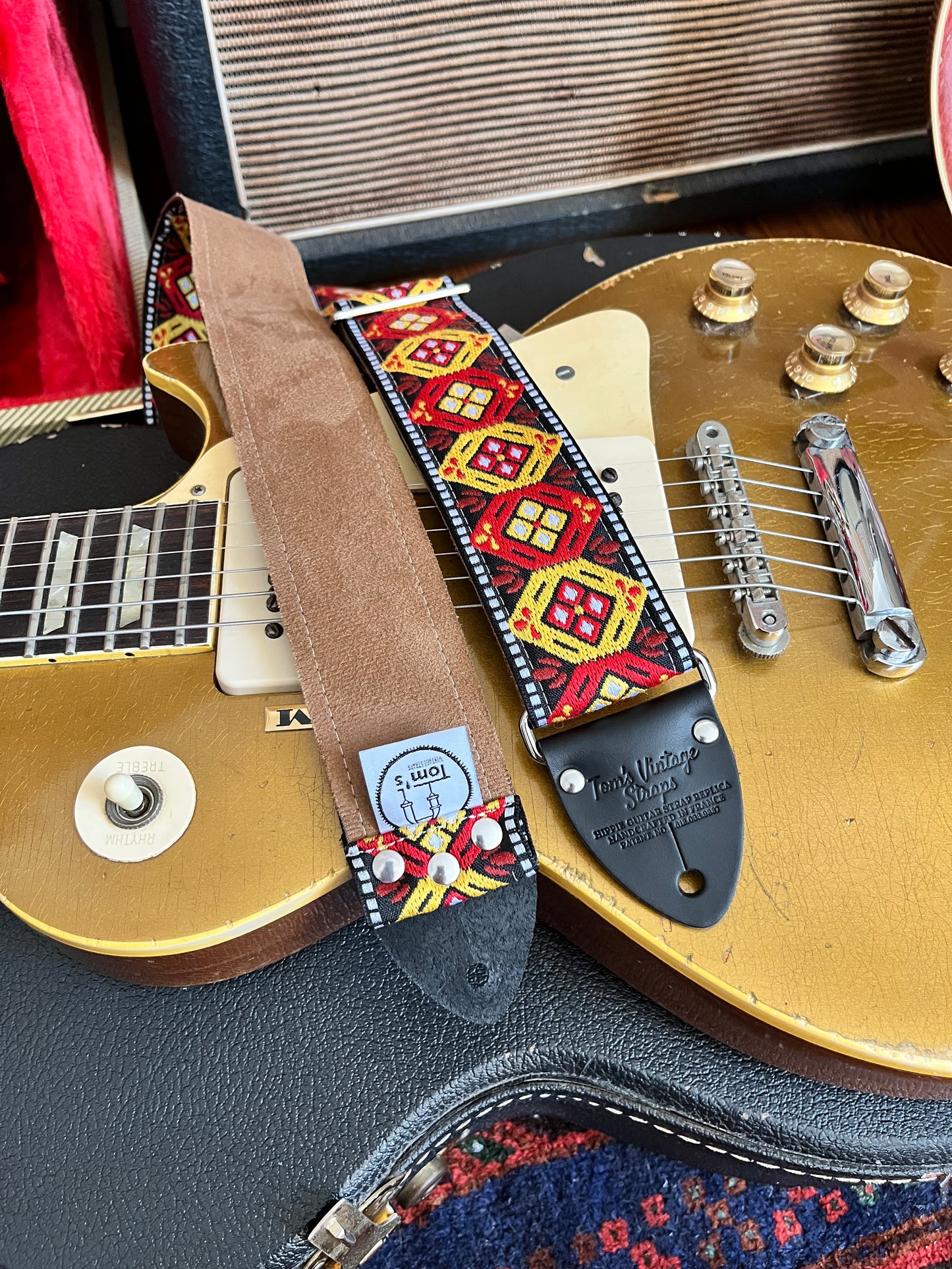 Orange 'Honeycomb' Guitar/Bass Hippie Strap