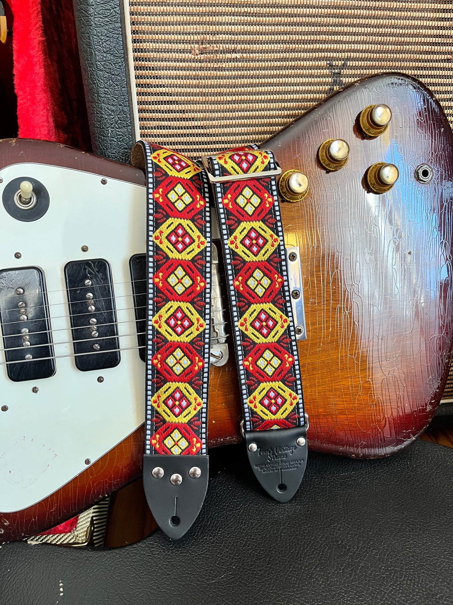 Orange 'Honeycomb' Guitar/Bass Hippie Strap