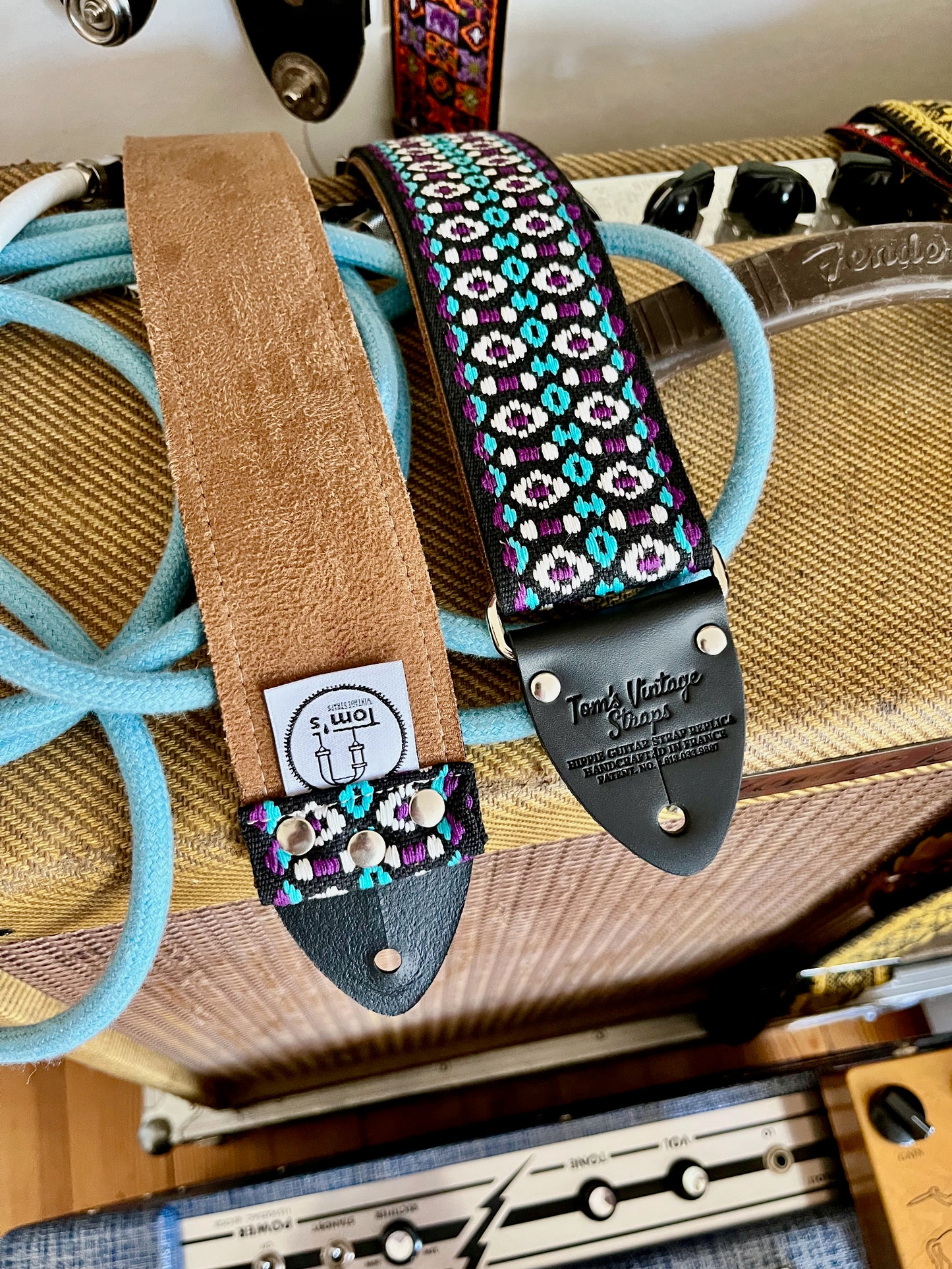 Purple 'Bullseye' Guitar/Bass Hippie Strap