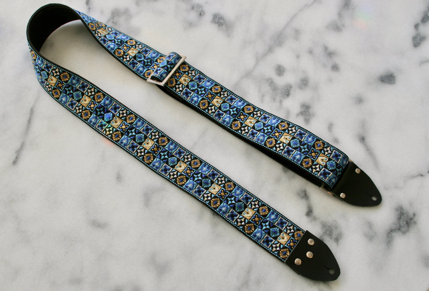 Blue 'Woodstock' Guitar/Bass Hippie Strap