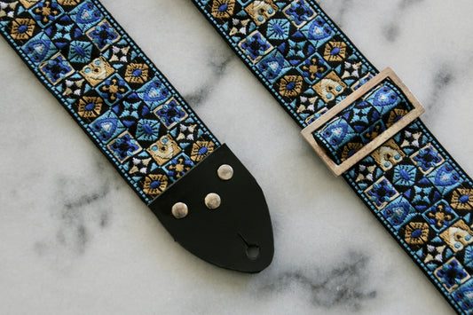 Blue 'Woodstock' Guitar/Bass Hippie Strap