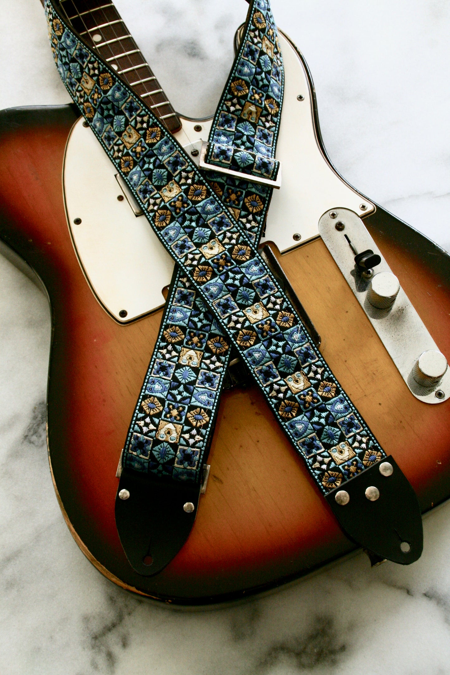Blue 'Woodstock' Guitar/Bass Hippie Strap