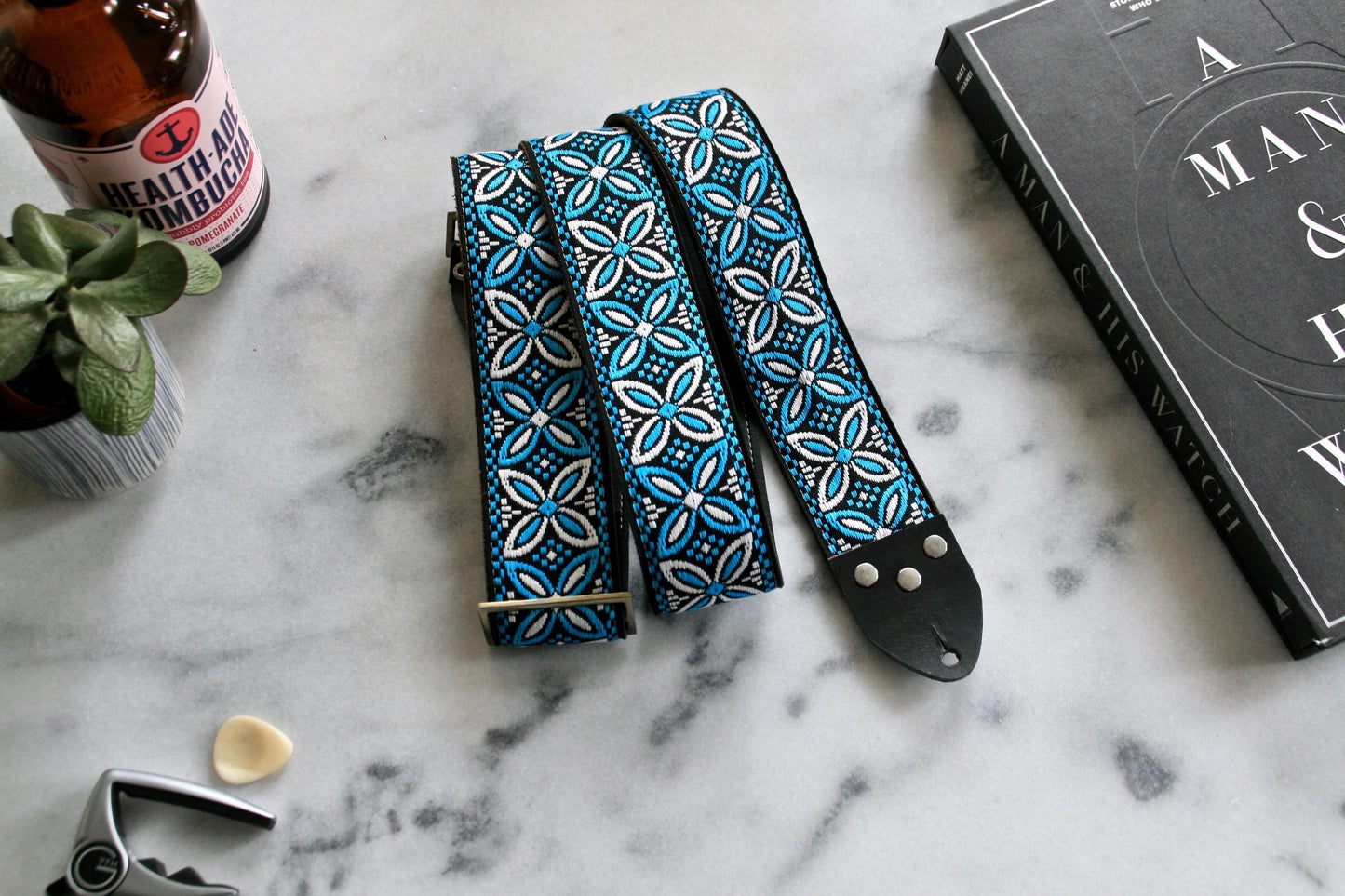 Blue 'Beck' Guitar/Bass Hippie Strap