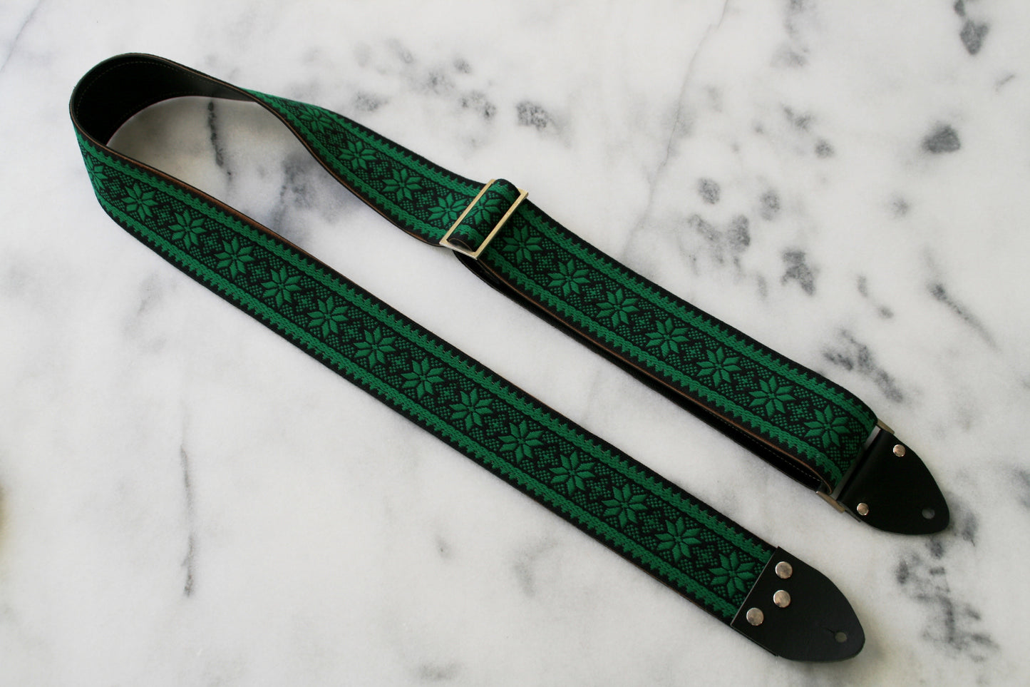 Green 'Poinsettia' Guitar/Bass Hippie Strap