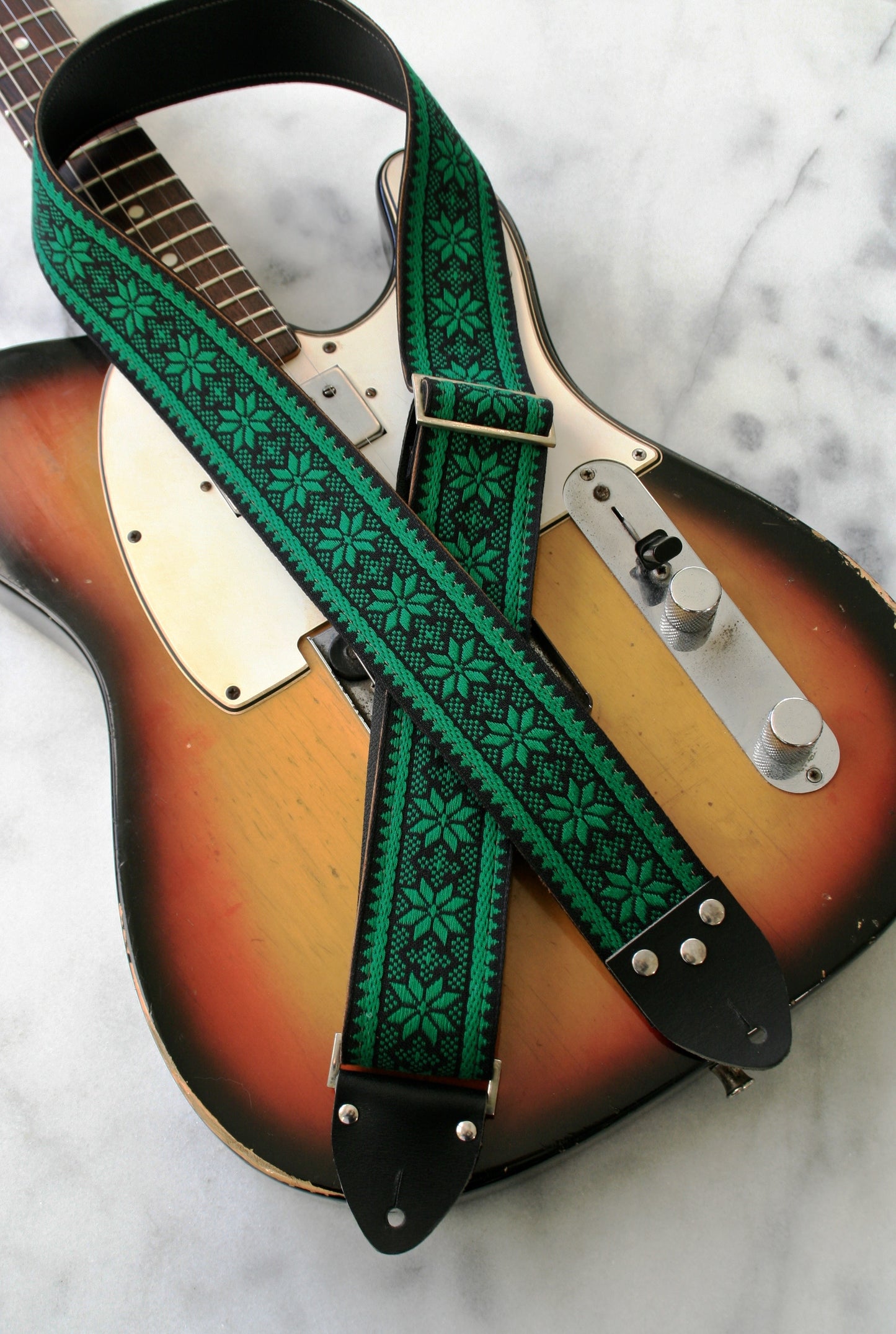 Green 'Poinsettia' Guitar/Bass Hippie Strap
