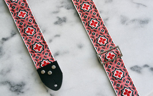 Red 'Octastar' Guitar/Bass Hippie Strap