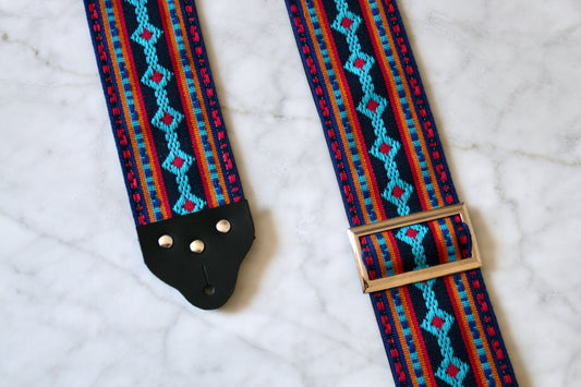 Custom wide 3" Purple 'Diamonds' Guitar/Bass Hippie Strap