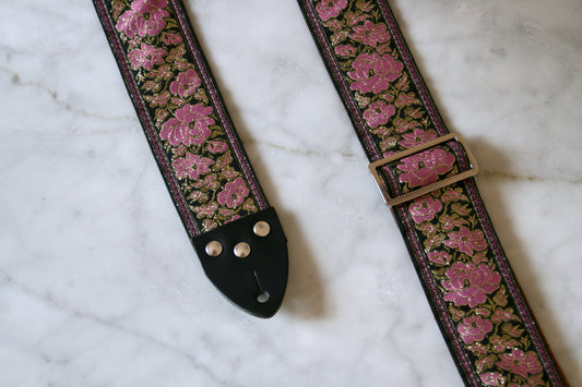 Pink 'Roses' Guitar/Bass Hippie Strap