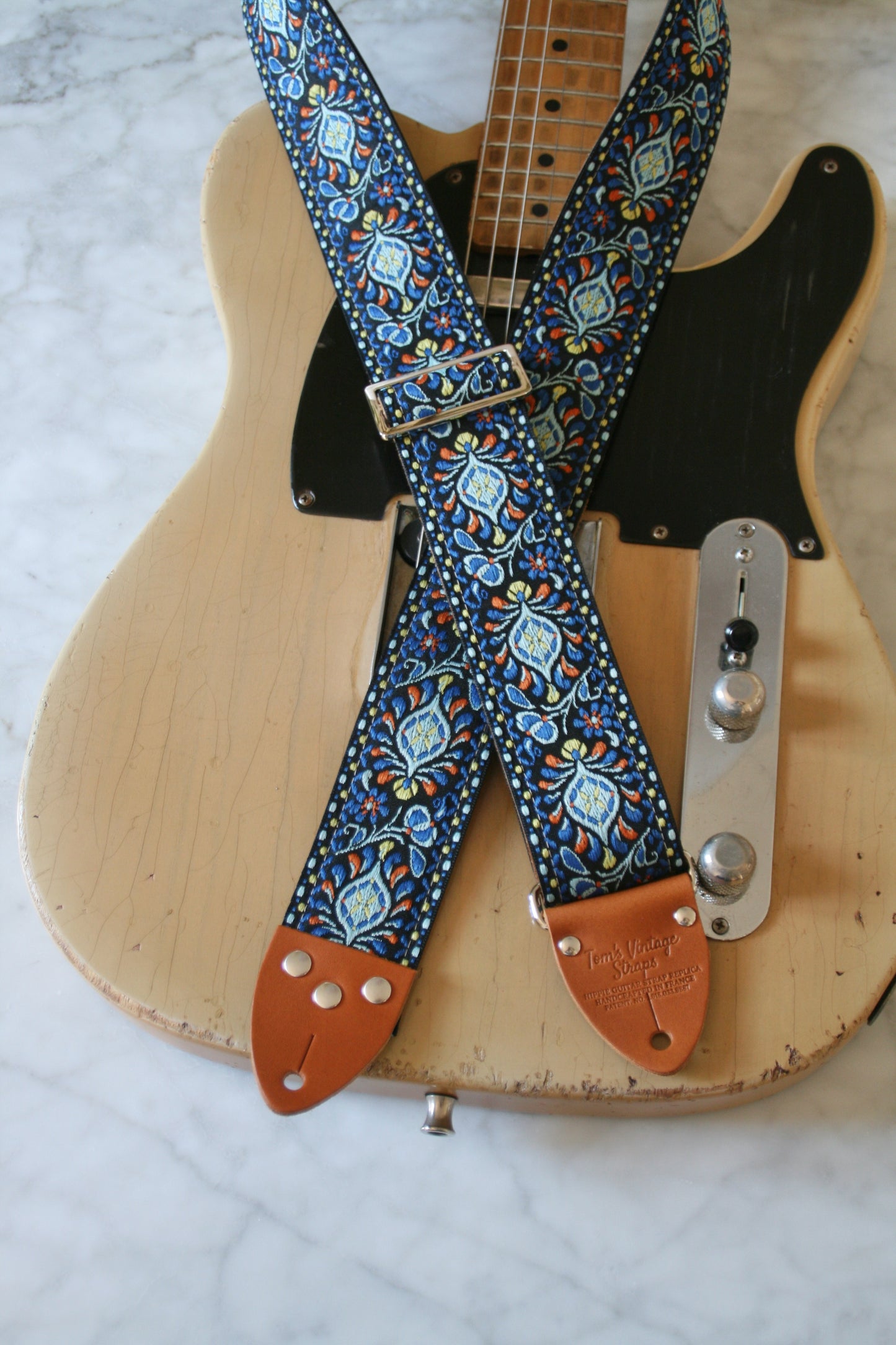 Indigo 'Peacock' Guitar/Bass Hippie Strap