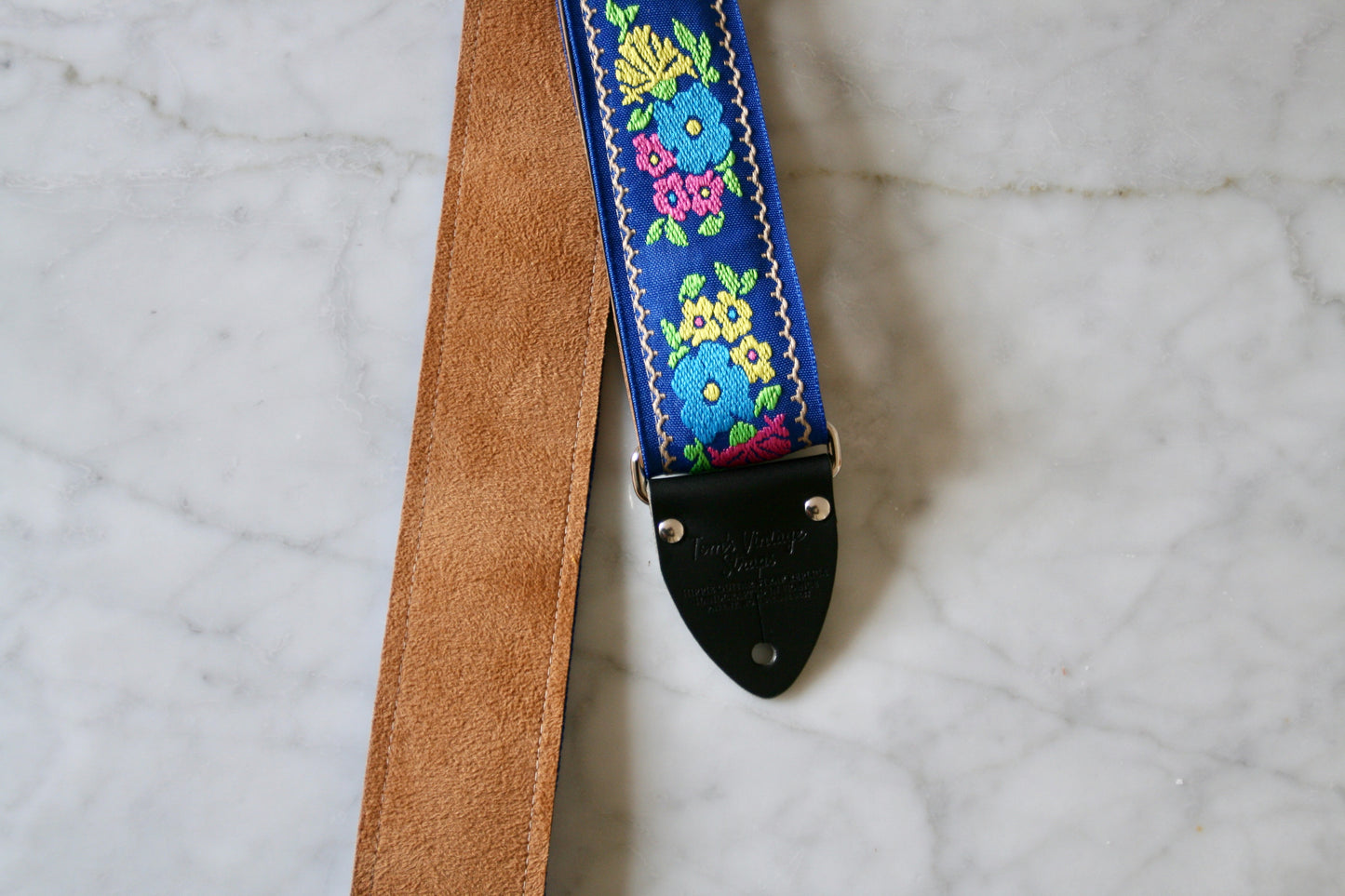 Blue 'Dahlia' Guitar/Bass Hippie Strap