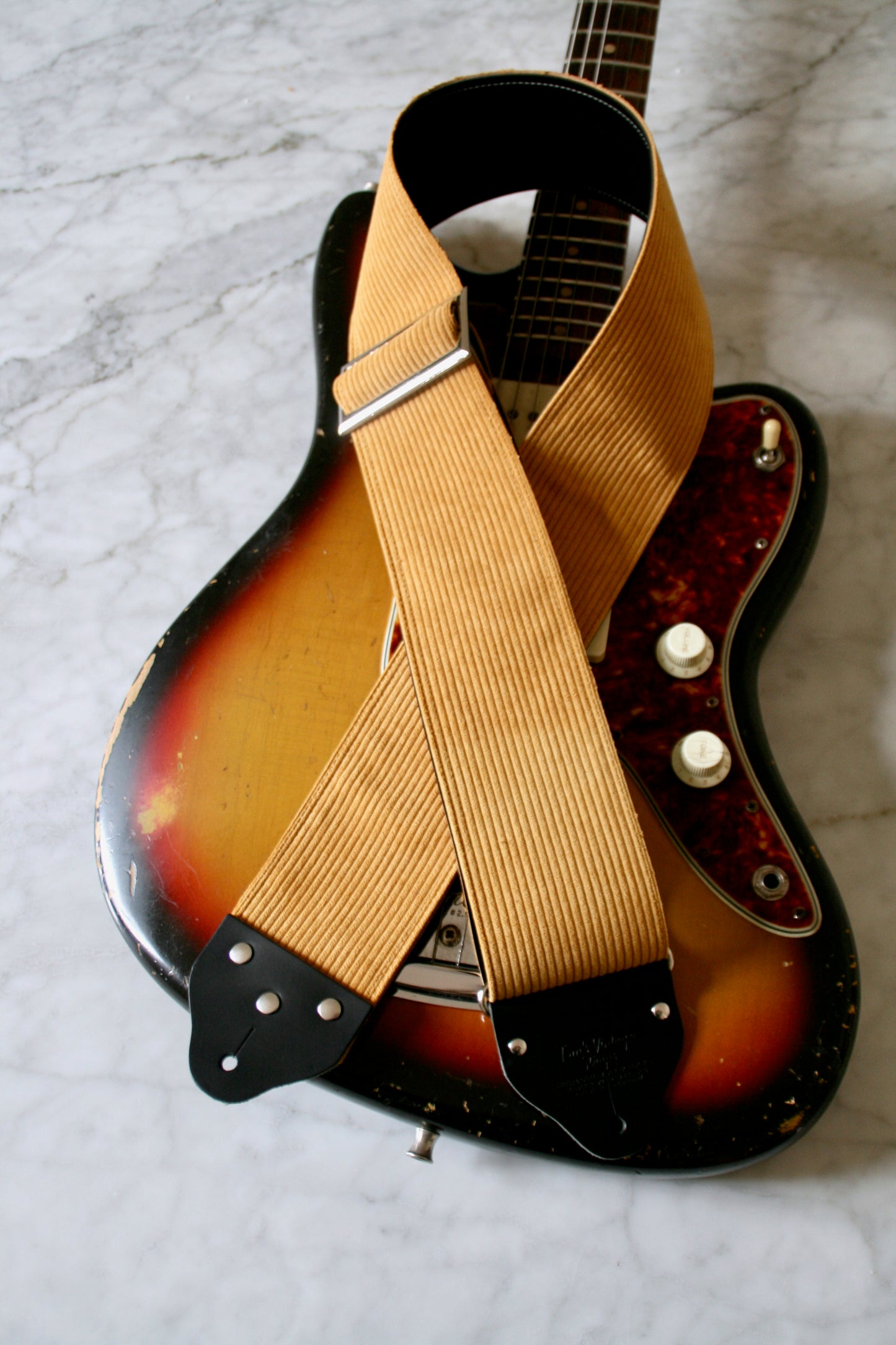 Custom wide 3" Amber 'Corduroy' Guitar/Bass Hippie Strap