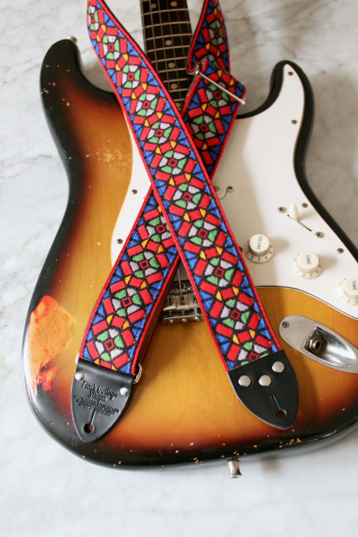 Ruby 'Stained Glass' Guitar/Bass Hippie Strap