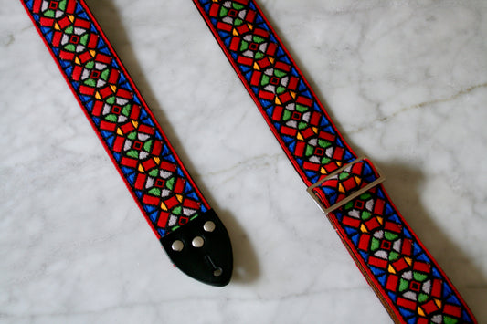Ruby 'Stained Glass' Guitar/Bass Hippie Strap