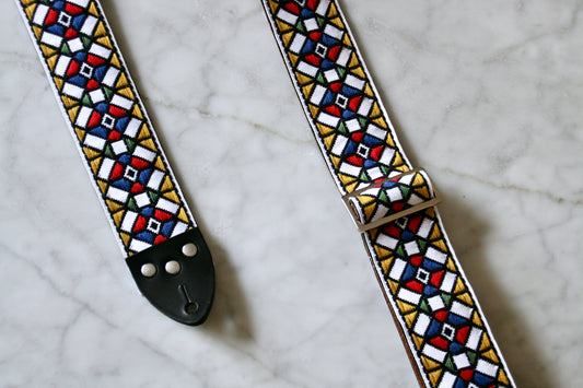 Yellow 'Stained Glass' Guitar/Bass Hippie Strap