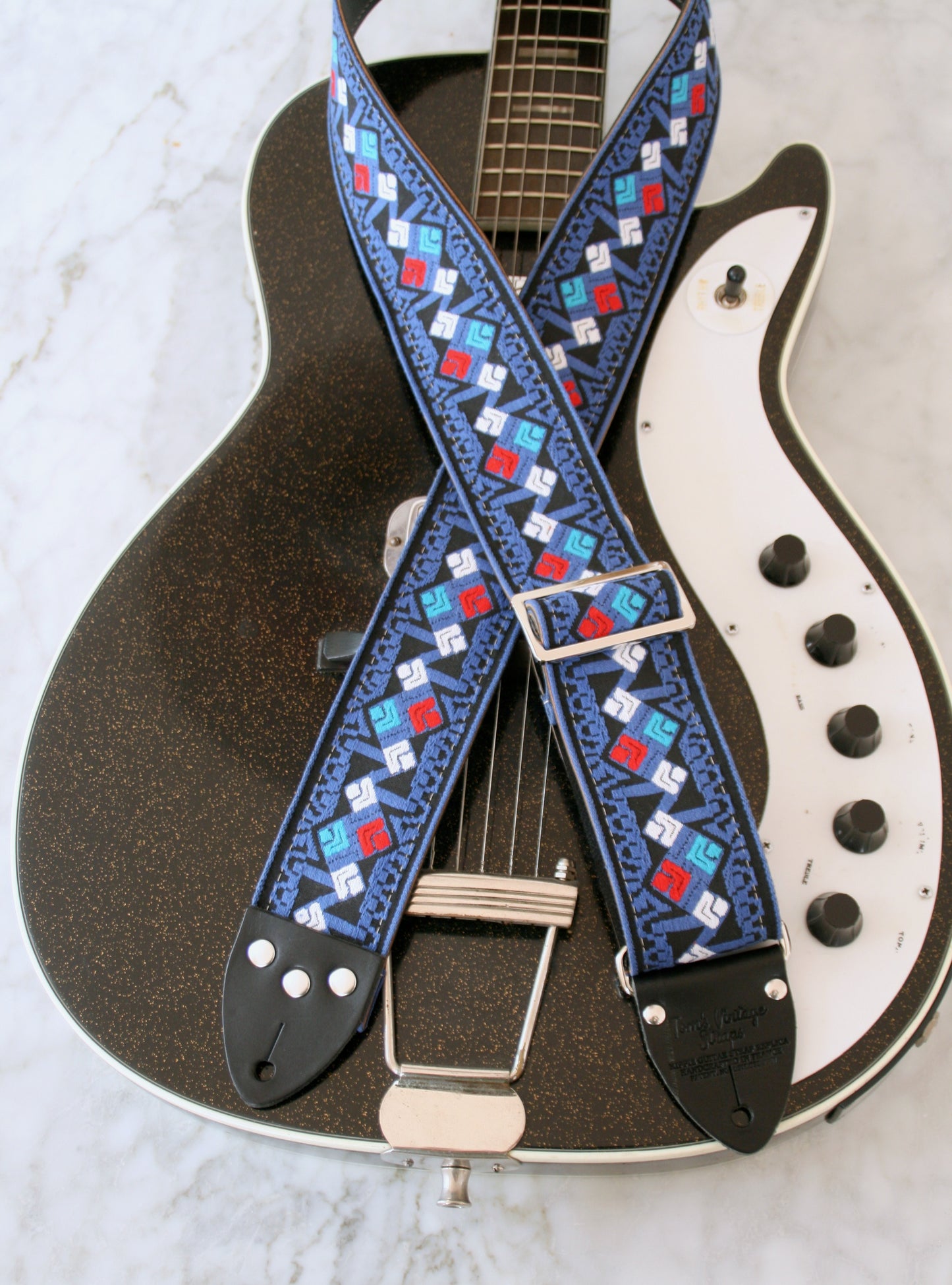 Blue 'Diamonds' Guitar/Bass Hippie Strap