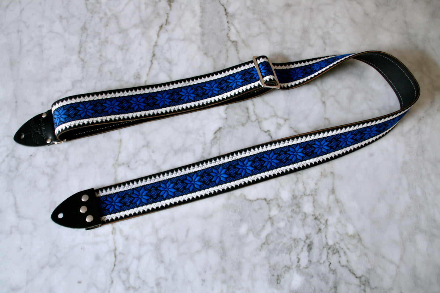 Indigo 'Poinsettia' Guitar/Bass Hippie Strap