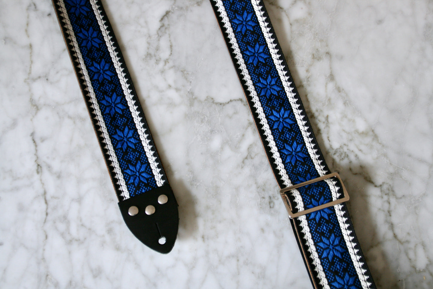 Indigo 'Poinsettia' Guitar/Bass Hippie Strap