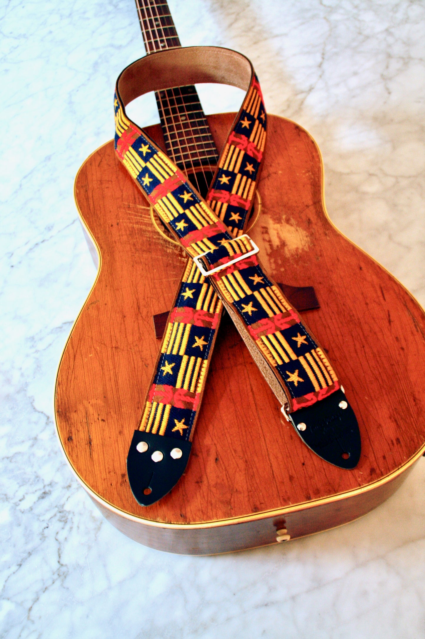 'Anchors & Stars' Guitar/Bass Hippie Strap