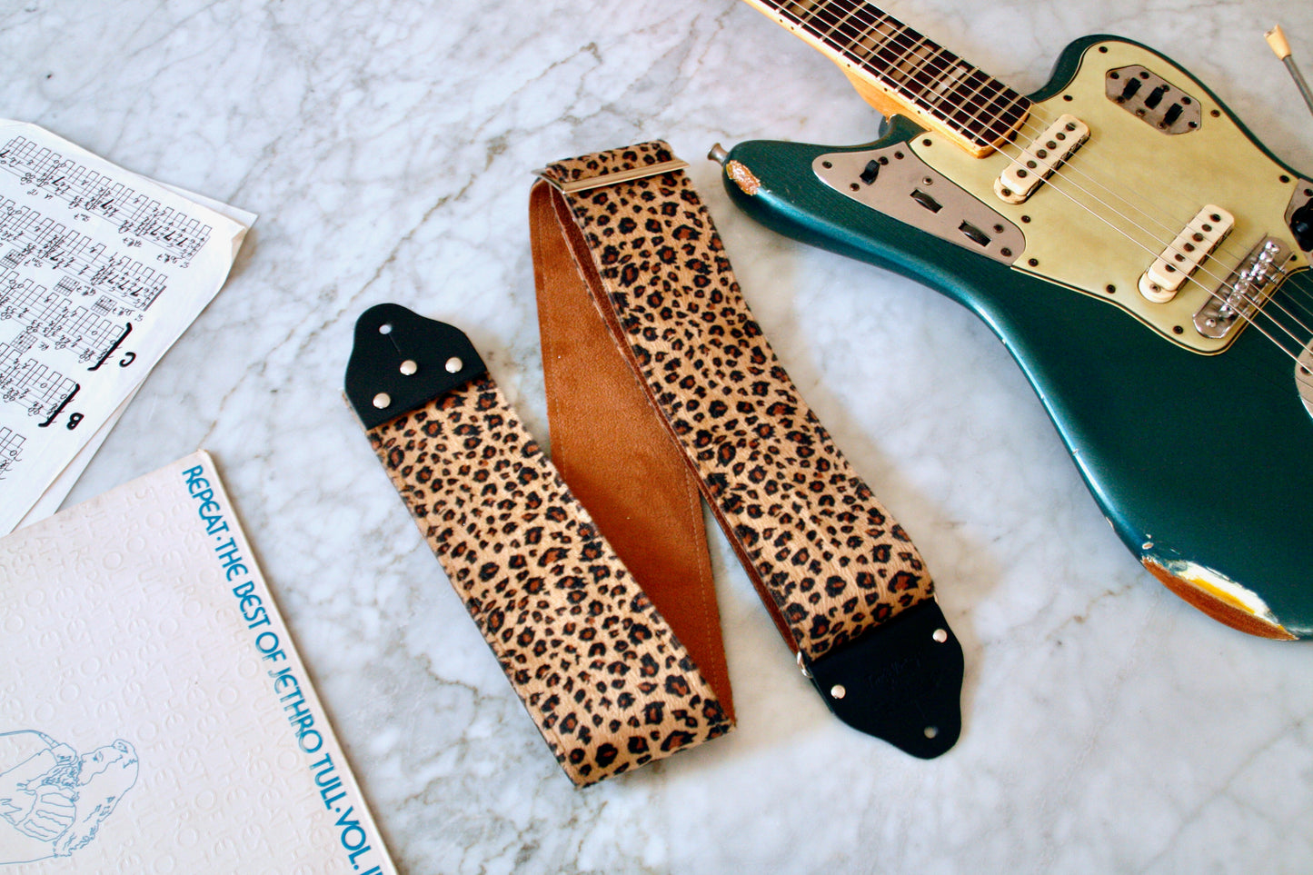 Custom wide 3" 'Leopard' Guitar/Bass Hippie Strap
