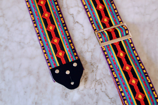 Custom wide 3" Rust 'Diamonds' Guitar/Bass Hippie Strap