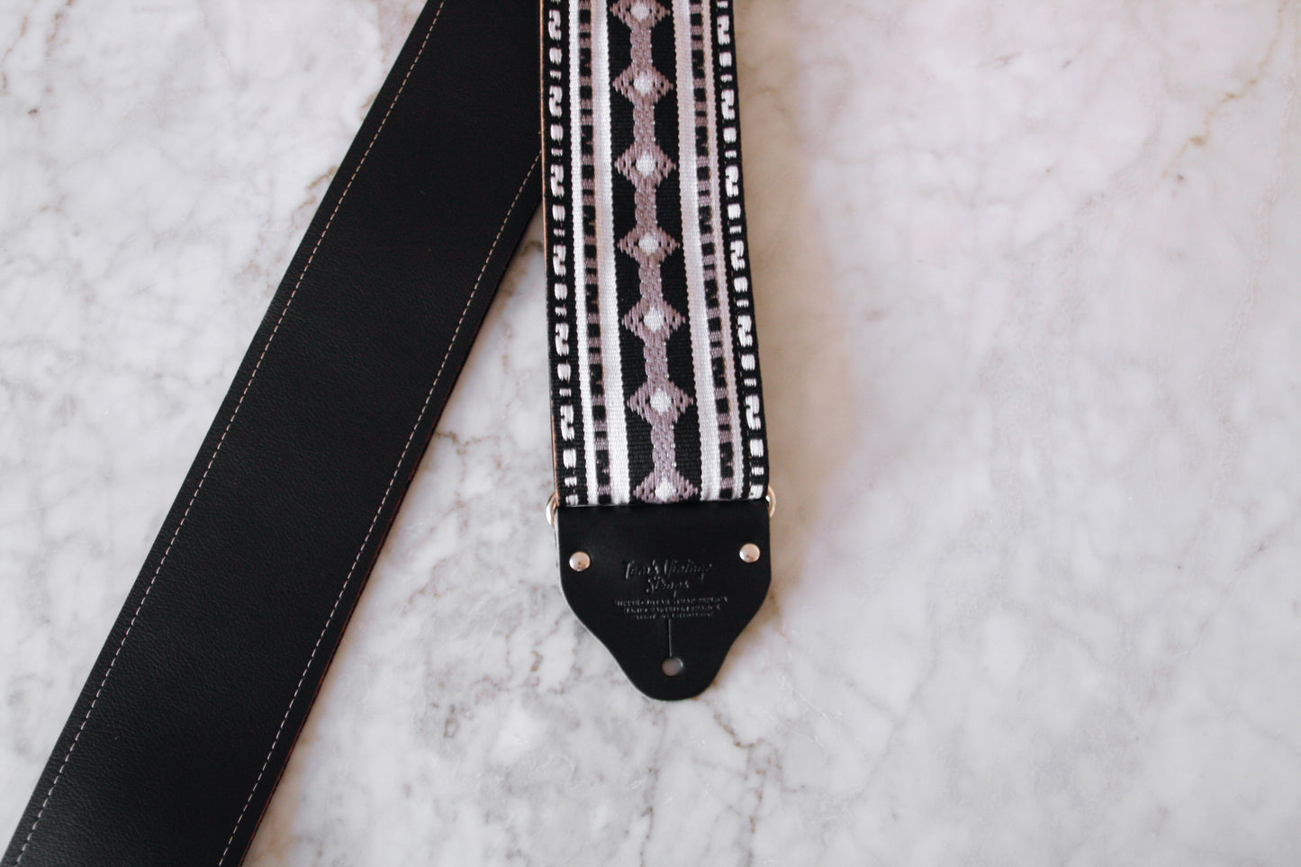 Custom wide 3" Black 'Diamonds' Guitar/Bass Hippie Strap