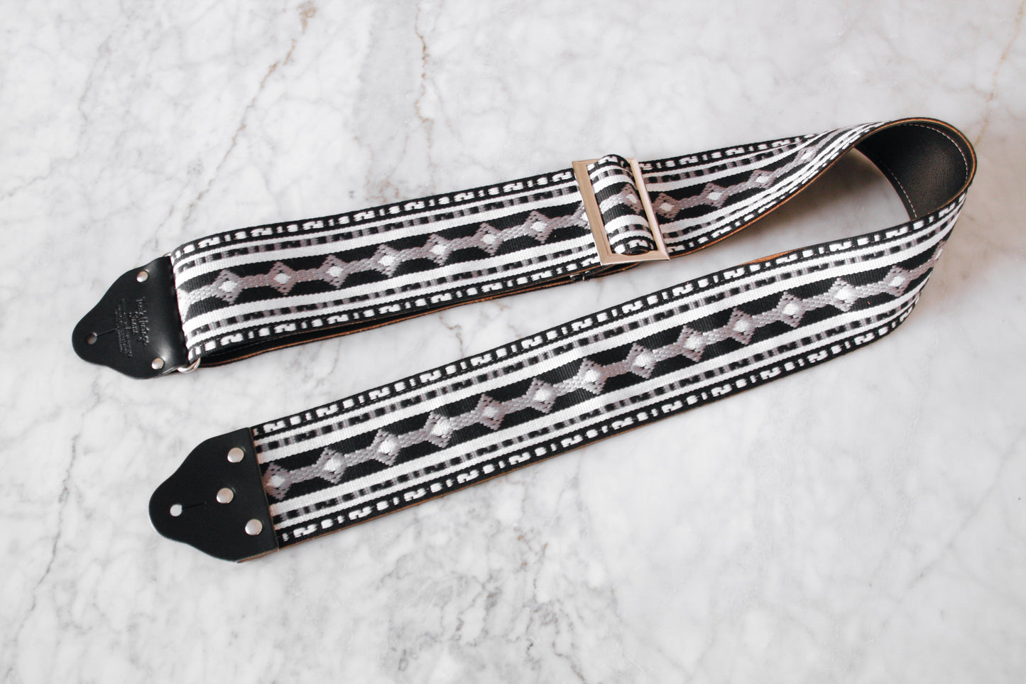 Custom wide 3" Black 'Diamonds' Guitar/Bass Hippie Strap